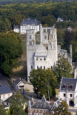 The ruins of Jumieges Abbey along the Seine River, Seine Maritime, Normandy, France, Europe