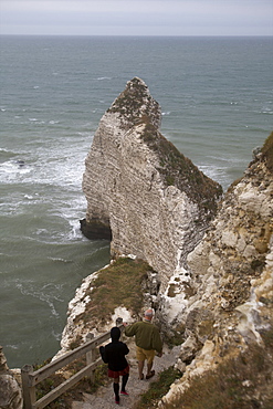 Limestone cliffs in the area of Etretat on the Alabaster Coast, Seine Maritime, Normandy, France, Europe