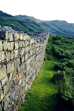 Detail of stonework in the walls, Hardknott Roman Fort, Cumbria, England, United Kingdom, Europe

