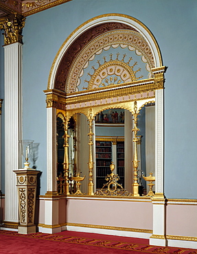 Mirrored recess in the Library designed by Robert Adam, Kenwood House, dating from 1779, London, England, United Kingdom, Europe