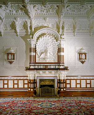 The fireplace in the Durbar Room, Osborne House, Isle of Wight, England, United Kingdom, Europe