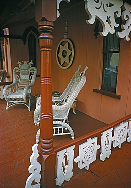 Front porch, Oak Bluffs, Martha's Vineyard, Massachusetts, New England, United States of America, North America