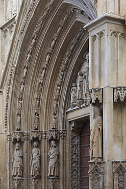 Gothic portal, Valencia Cathedral, Valencia, Spain, Europe