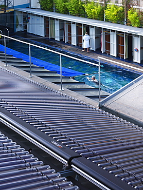 Solar panels at Clifton Lido, architects Marshall and Kendon, Bristol, England, United Kingdom, Europe