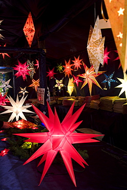 Christmas decorations, Christkindelsmarkt (Christ child's market) (Christmas Market), Nuremberg, Bavaria, Germany, Europe