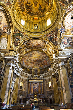 View of the altar and dome at Chiesa del Gesu, Rome, Lazio, Italy, Europe