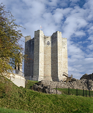 View of the keep from the south east, Conisbrough Castle, South Yorkshire, Yorkshire, England, United Kingdom, Europe