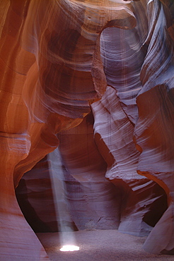 Abstract detail with beam of light, Antelope Canyon, near Page, Arizona, United States of America, North America