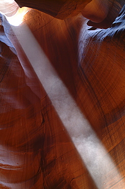 Abstract detail with beam of light, Antelope Canyon, near Page, Arizona, United States of America, North America