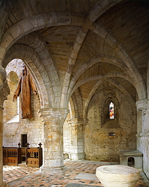 View of chapel in north transept, Brinkburn Priory, Northumberland, England, United Kingdom, Europe