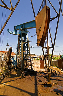 Old oil rigs at the Abseron Peninsula, near Baku, Azerbaijan, Central Asia, Asia