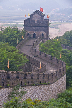 The Great Wall of China near Dandong, UNESCO World Heritage Site, bordering North Korea, Liaoning, China, Asia