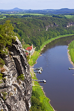 View over the River Elbe, Saxon Switzerland, Saxony, Germany, Europe