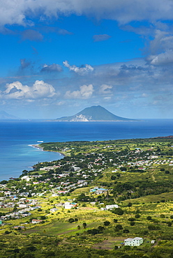 View to St. Eustatius from Brimstone Hill Fortress, St. Kitts, St. Kitts and Nevis, Leeward Islands, West Indies, Caribbean, Central America 