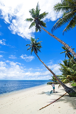 Beautiful white sand beach and palm trees on the island of Yap, Federated States of Micronesia, Caroline Islands, Pacific 