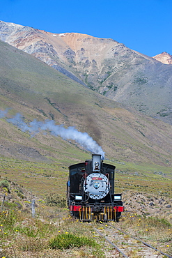 La Trochita, the Old Patagonian Express between Esquel and El Maiten in Chubut Province, Patagonia, Argentina, South America 