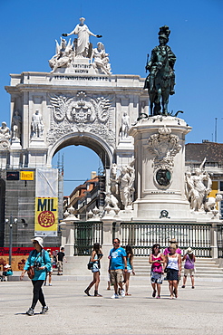 Statue of King Jose I, on Praca do Comercio, Lisbon, Portugal, Europe