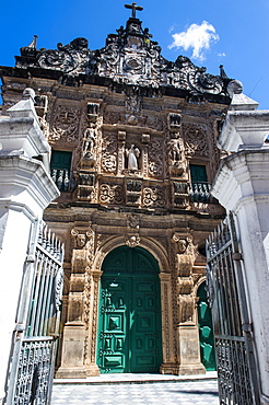 Ornamented gate of the Bonfirm church in the Pelourinho, UNESCO World Heritage Site, Salvador da Bahia, Bahia, Brazil, South America