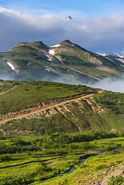 Top of the Vilyuchinsk volcano looking through a cloud, Kamchatka, Russia, Eurasia 