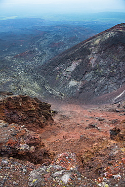 View over the lava sand field of the Tolbachik volcano, Kamchatka, Russia, Eurasia 