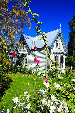 Colonial French style house in Akaroa, Banks Peninsula, Canterbury, South Island, New Zealand, Pacific