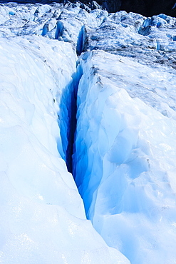 Huge cracks in the ice of Fox Glacier, Westland Tai Poutini National Park, South Island, New Zealand, Pacific