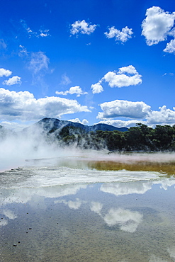 The colourful multi hued Champagne Pool, Wai-O-Tapu Thermal Wonderland, Waiotapu, North Island, New Zealand, Pacific