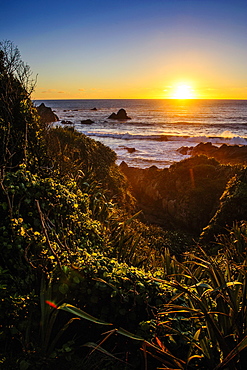 Sunset at Cape Foulwind near Westport, West Coast, South Island, New Zealand, Pacific