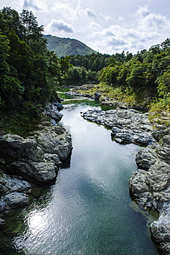 River contributing water to the Marlborough Sounds, South Island, New Zealand, Pacific 