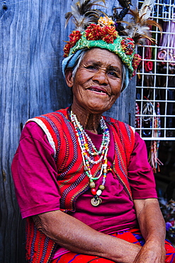 Traditional dressed Ifugao woman, Banaue, UNESCO World Heritage Site, Northern Luzon, Philippines, Southeast Asia, Asia