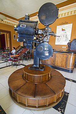 Old film projector, Italian cinema Roma, Asmara, capital of Eritrea, Africa