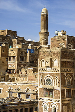 Traditional old houses in the Old Town, UNESCO World Heritage Site, Sanaa, Yemen, Middle East