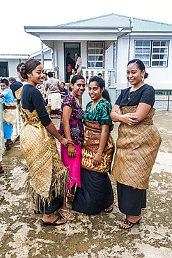 Traditional dressed Tongan women at a church service in Neiafu, Vavau, Vavau Islands, Tonga, South Pacific, Pacific