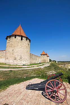 Old cannon in front of the Bender fortress in Bender, Republic of Transnistria, Moldova, Europe