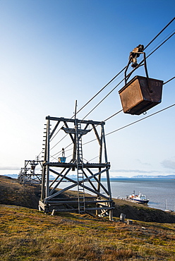 Old coal trolleys in Longyearbyen, Svalbard, Arctic, Norway, Scandinavia, Europe