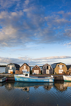 Little fishing boat in Stanley Bridge Harbour, Prince Edward Island, Canada, North America