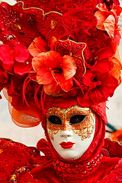 Masks at the Venice Carnival in St. Mark's Square, Venice, Veneto, Italy, Europe