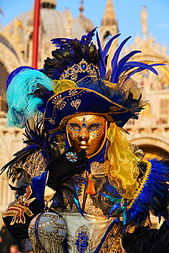 Masks at the Venice Carnival in St. Mark's Square, Venice, Veneto, Italy, Europe