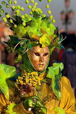 Masks at Venice Carnival in St. Mark's Square, Venice, Veneto, Italy, Europe