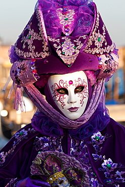 Masks at Venice Carnival in St. Mark's Square, Venice, Veneto, Italy, Europe