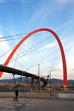 The Olympic Arch of Turin, a pedestrian bridge, symbol of the XX Olympic Winter Games held in 2006, Turin, Piedmont, Italy, Europe