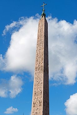 The Egyptian obelisk in the middle of Piazza del Popolo, Rome, Lazio, Italy, Europe