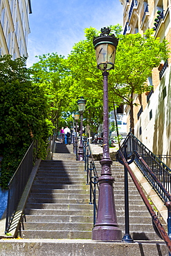 Montmartre Steps, immortalized in many paintings and photographs, Montmartre, Paris, France, Europe