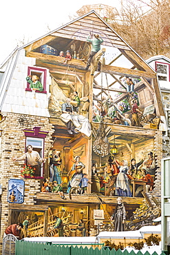 Fresque du Petit-Champlain, mural depicting milestones in the history of Cap-Blanc, Old Quebec, Quebec City, Quebec, Canada, North America