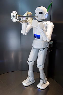 Trumpet-playing robot at the Toyota Kaikan Visitor's Center in Toyota City, Aichi, Japan, Asia