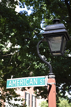 Sign for American Street in Philadelphia, Pennsylvania, United States of America, North America