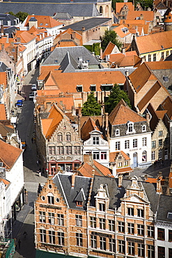 Aerial view of medieval city of Bruges, UNESCO World Heritage Site, Belgium, Europe