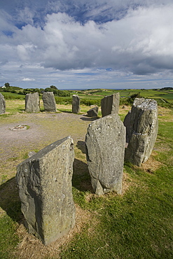 Drombeg stone circle, a recumbent stone circle locally known as the Druid's Altar, County Cork, Munster, Republic of Ireland, Europe