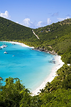 Yachts anchored in White bay, island of Jost Van Dyck, British Virgin Islands, West Indies, Caribbean, Central America