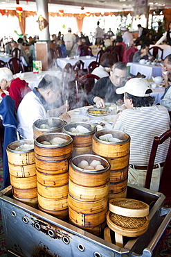 Baskets of Dim Sum in Chinese restaurant in Toronto, Ontario, Canada, North America